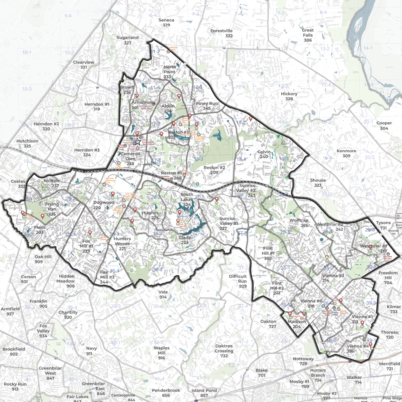 Map of Hunter Mill District precincts